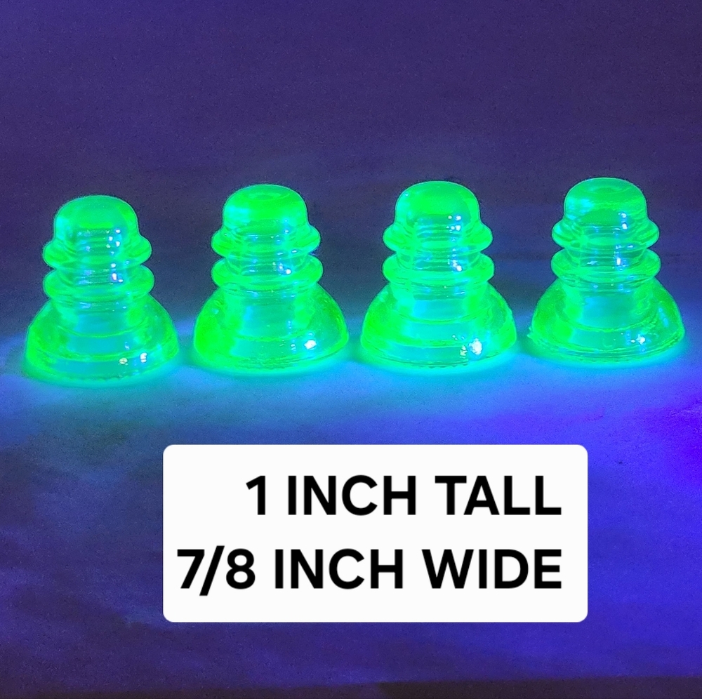 Uranium Set of Four Neon Green Glass Insulators